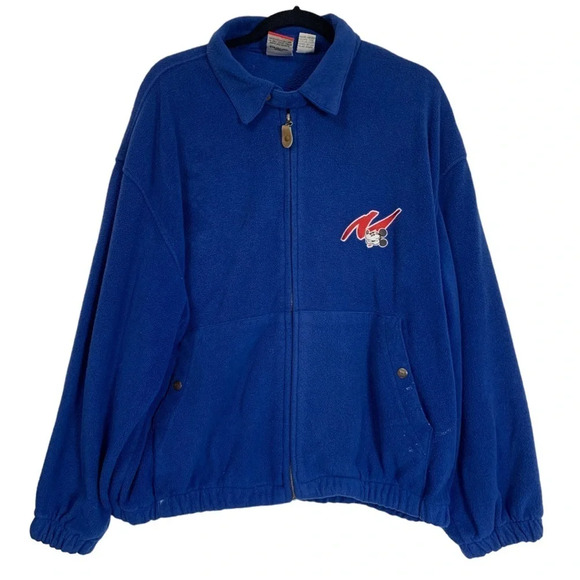VTG Mickey Inc Walt Disney Fleece Sweatshirt Mickey Mouse Mens XL Front Zip FLAW - Picture 1 of 15